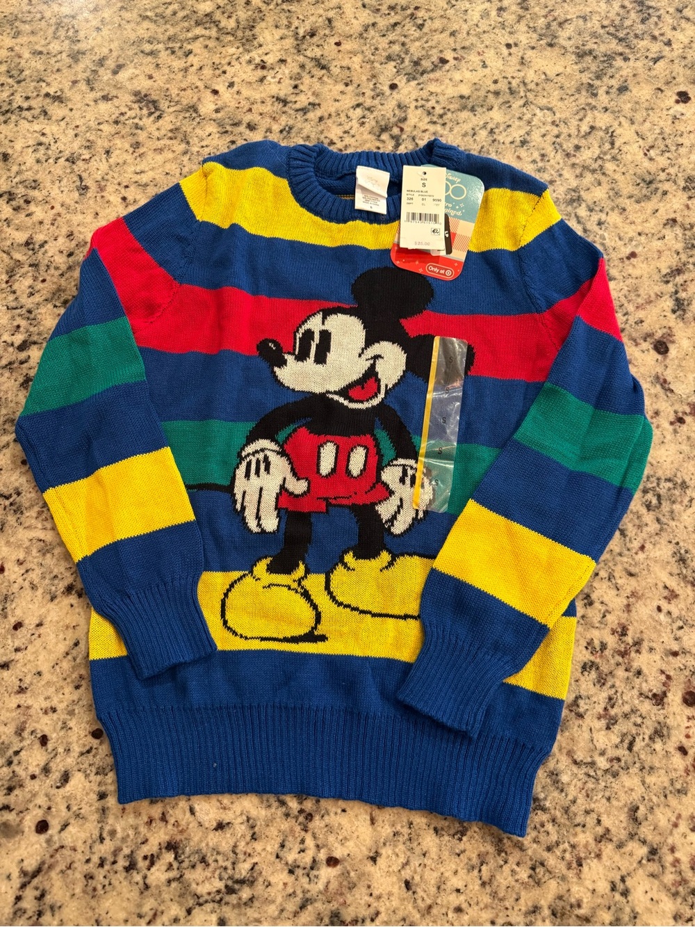 Disney Mickey Mouse Kids Small Multicolor Striped Sweater NWT